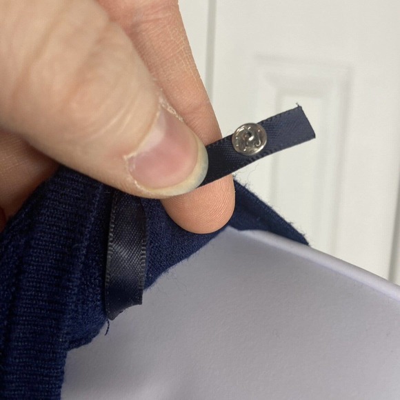 WHBM Sz Medium Textured Knit Sleeveless Sweater Tunic Side Slits Blue Geometric - Picture 8 of 13